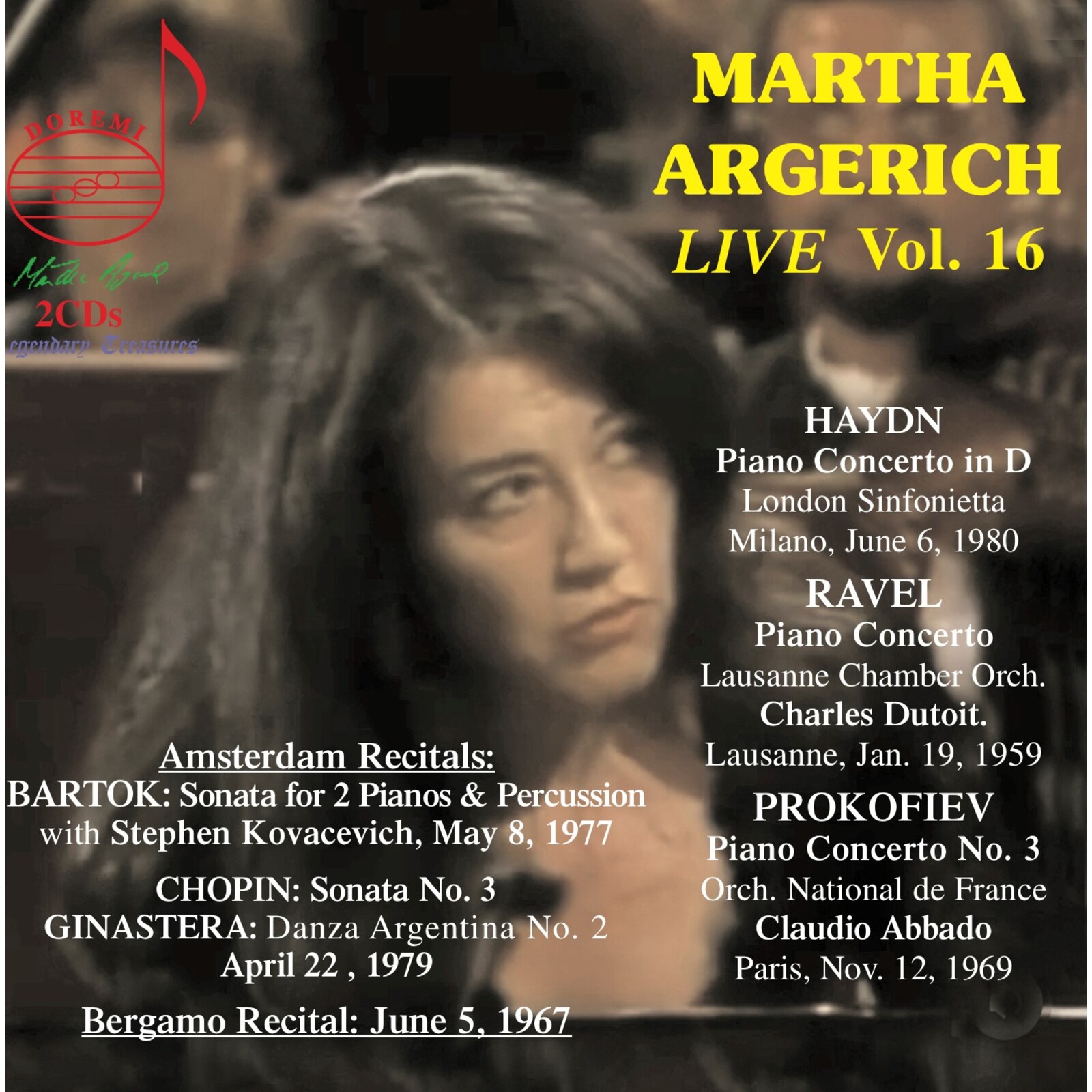 Picture of Martha Argerich; London Sinfonietta; Orchestre National de France; Lausanne Chamber Orchestra; Stephen Kovacevich; Claudio Abbado; Charles Dutoit - Martha Argerich Live, Vol. 16: Haydn, Prokofiev, Ravel, Amsterdam Recital 1979 & 1977, Bergamo Recital 1967