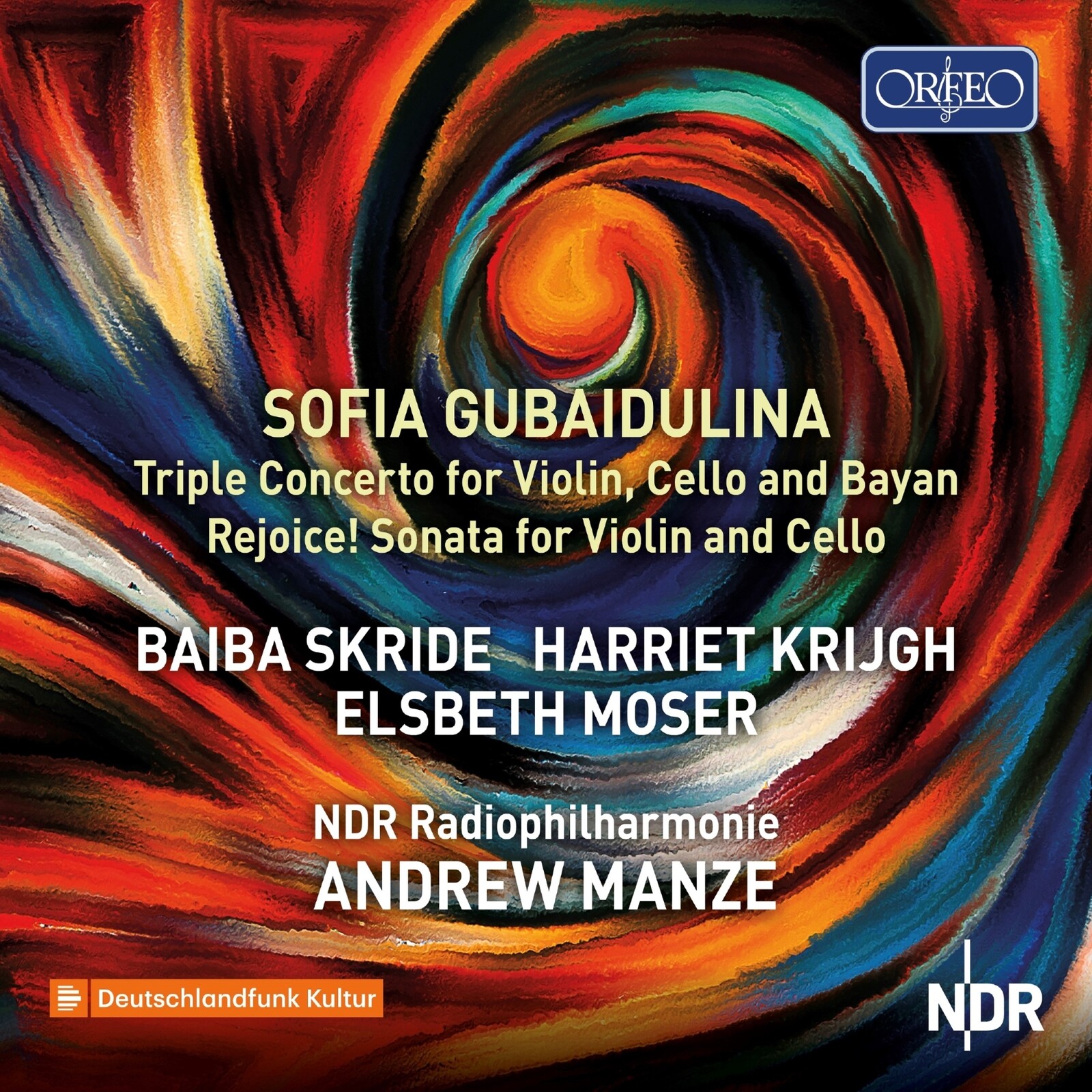 Picture of Baiba Skride; Harriet Krijgh; Elsbeth Moser; NDR Radio Philharmonie; Andrew Manze - Sofia Gubaidulina: Triple Concerto for Violin, Cello and Bayan; Rejoice! Sonata for Violin and Cello
