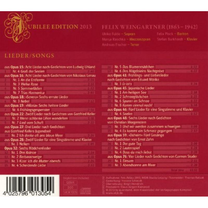 Picture of Ulrike Fulde, Manja Raschka, - Felix Weingartner: Songs