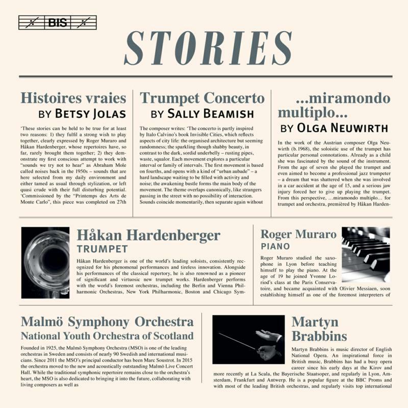 Picture of Hardenberger/Muraro/Brabbins - Stories: Betsy Jolas: Histoires vraies, Sally Beamish: Trumpet Concerto, Olga Neuwirth: � miramondo multiplo �