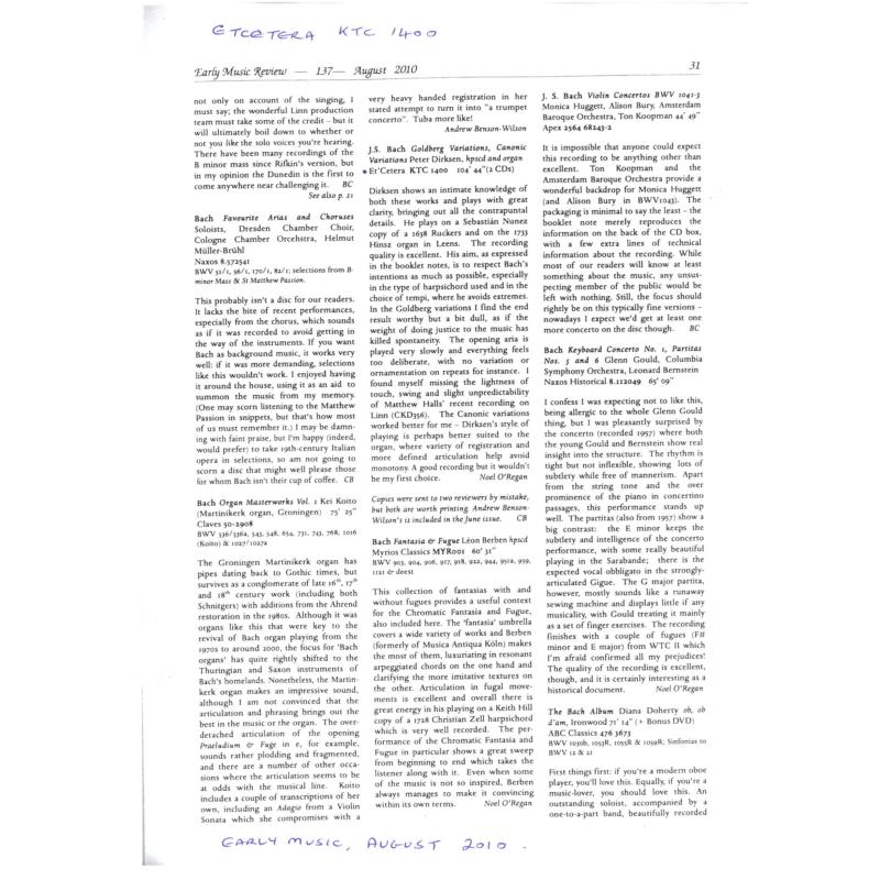 Picture of GOLDBERG VARIATIONS - Dirksen