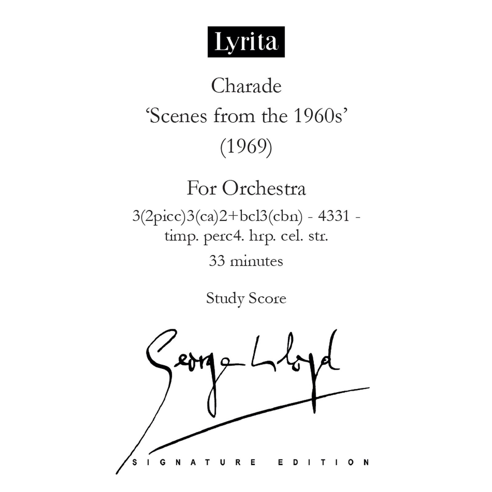 Picture of George Lloyd - George Lloyd: Charade ('Scenes from the 1960s') - Study Score