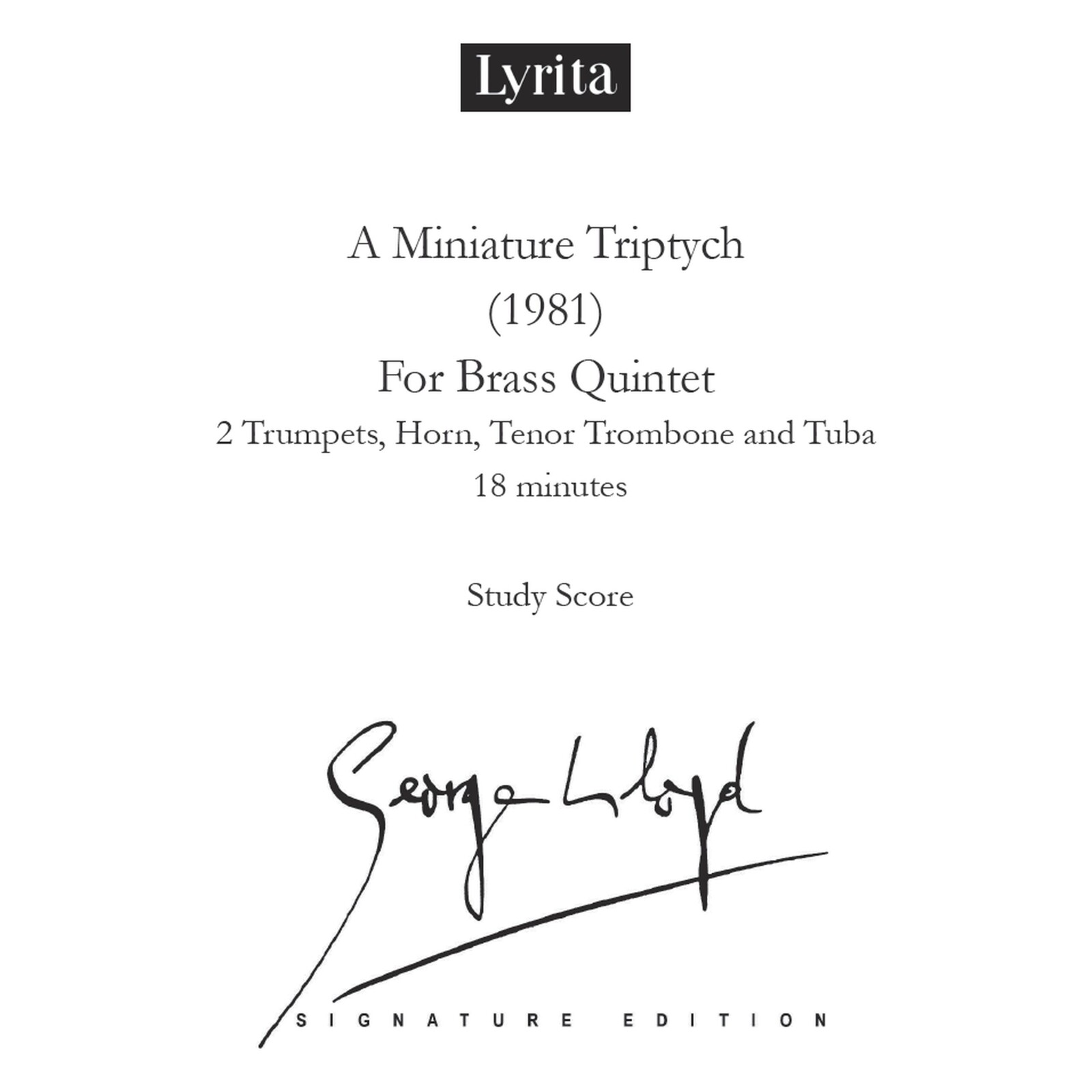 Picture of George Lloyd - George Lloyd: A Miniature Triptych (1981) Study Score (For brass quintet)