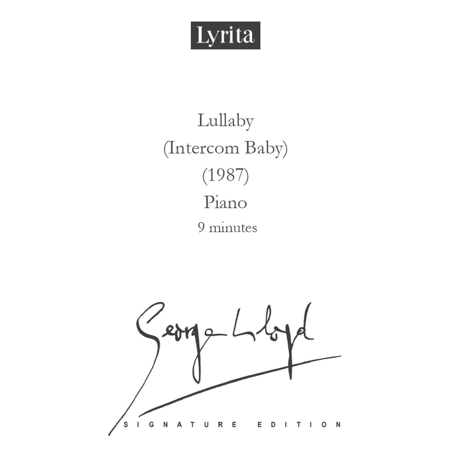 Picture of George Lloyd - George Lloyd: Lullaby - Intercom Baby (1987) - Score for solo piano