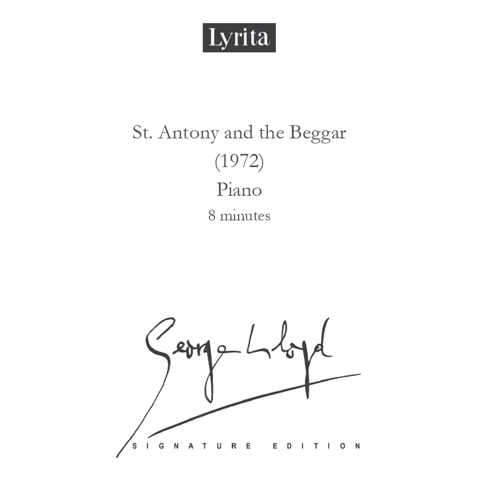 Picture of George Lloyd - George Lloyd: St. Antony and the Beggar (1972) - Score for solo piano