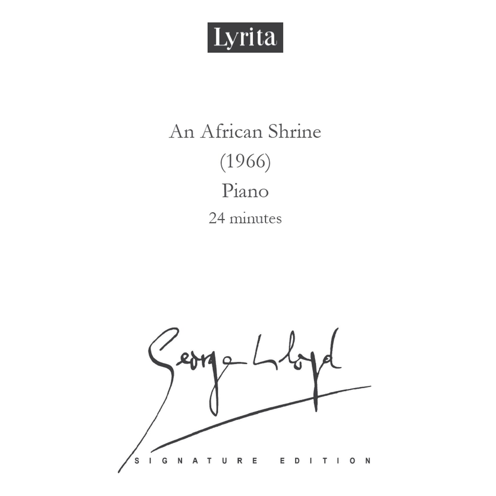 Picture of George Lloyd - George Lloyd: An African Shrine (1966) - Score for solo piano