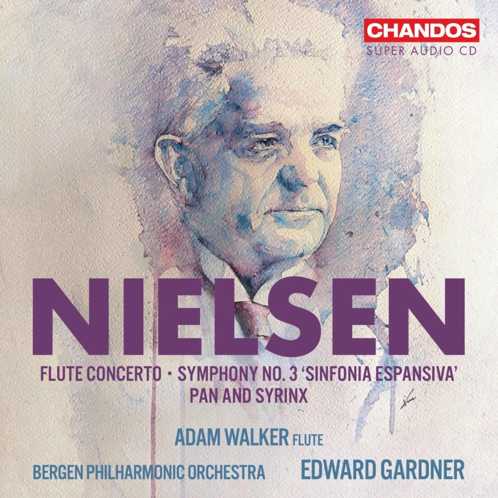 Picture of Adam Walker; Bergen Philharmonic Orchestra; Edward Gardner - Carl Nielsen: Flute Concerto, Symphony No. 3, Pan and Syrinx