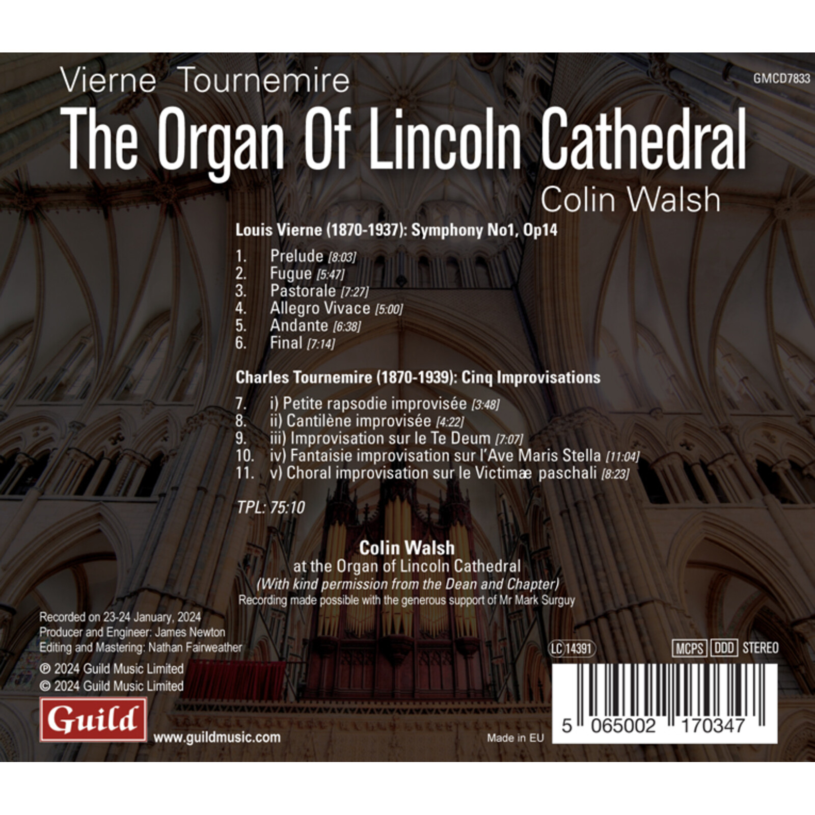 Picture of Colin Walsh - Louis Vierne; Charles Tournemire: The Organ of Lincoln Cathedral