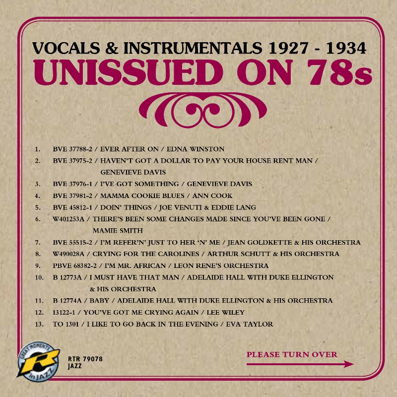 Picture of Various Artists - Unissued on 78s - Vocals & Instrumentals 1927 - 1934