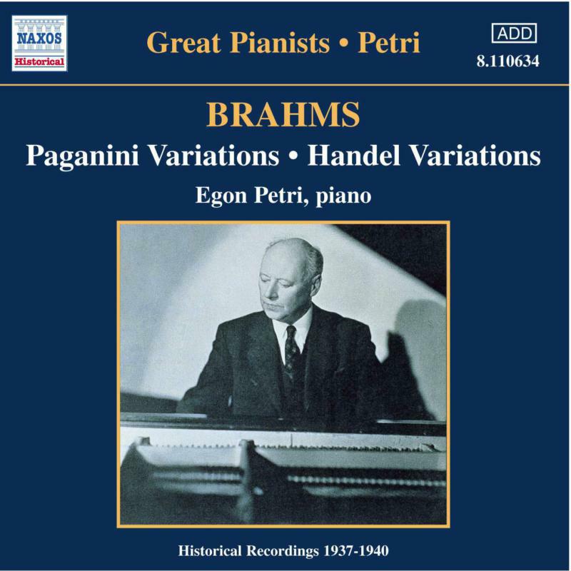 Picture of Egon Petri - BRAHMS: Paganini and Handel Variations