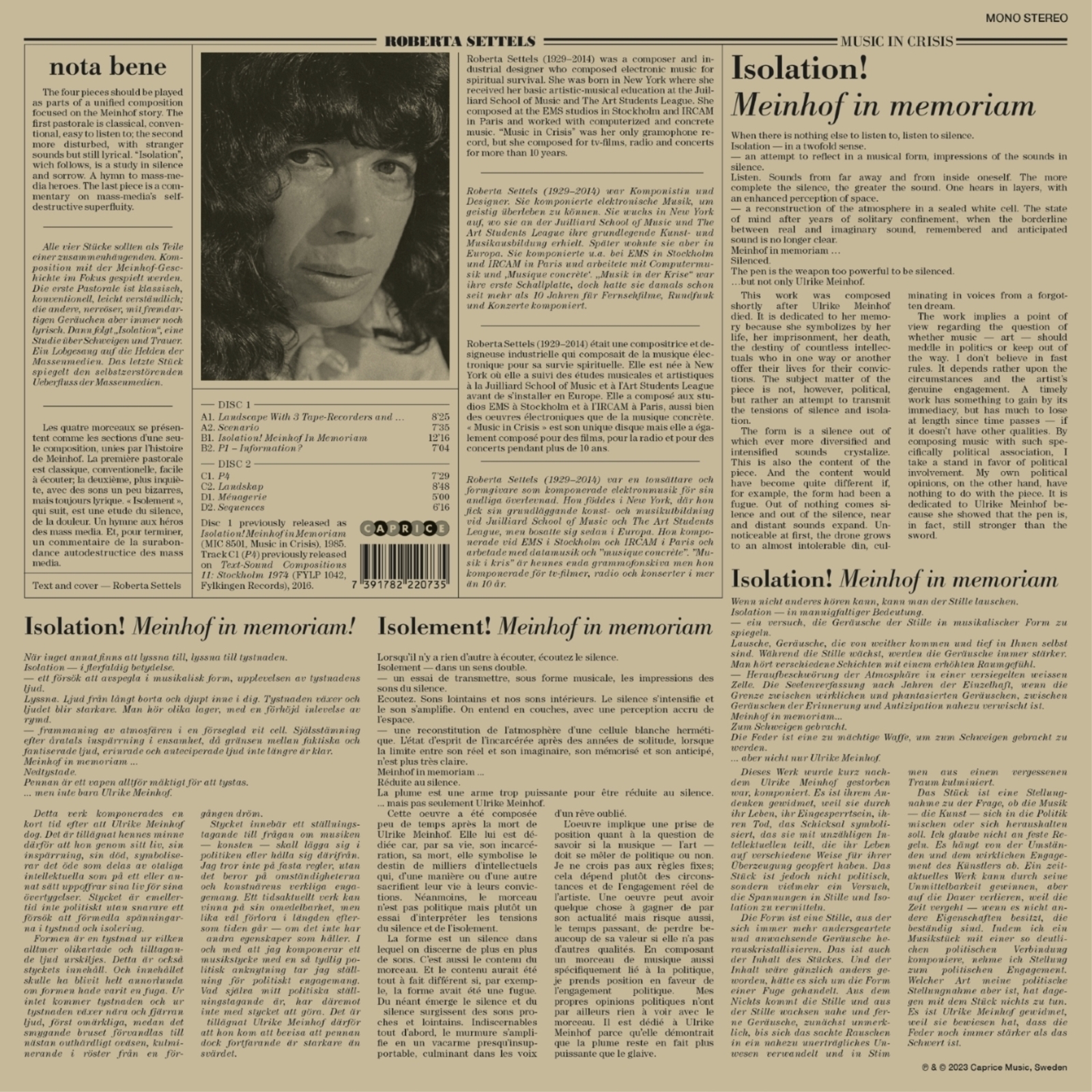 Picture of Roberta Settels - Roberta Settels: Music in Crises