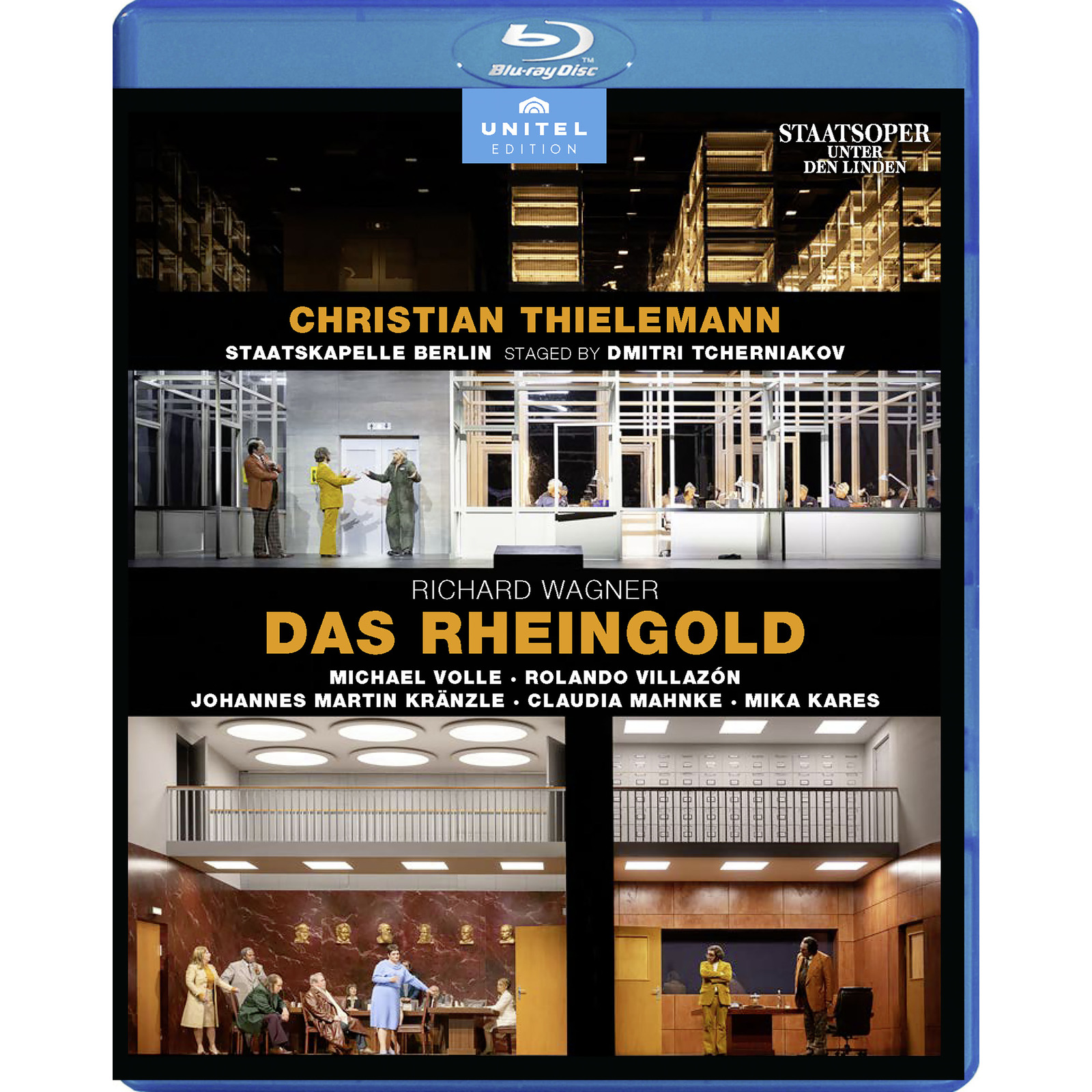 Picture of Michael Volle; Rolando Villazon; Johannes Martin Kranzle; Mika Kares; Claudia Mahnke; Staatskapelle Berlin; Dmitri Tcherniakov; Christian Thielemann - Richard Wagner: Das Rheingold