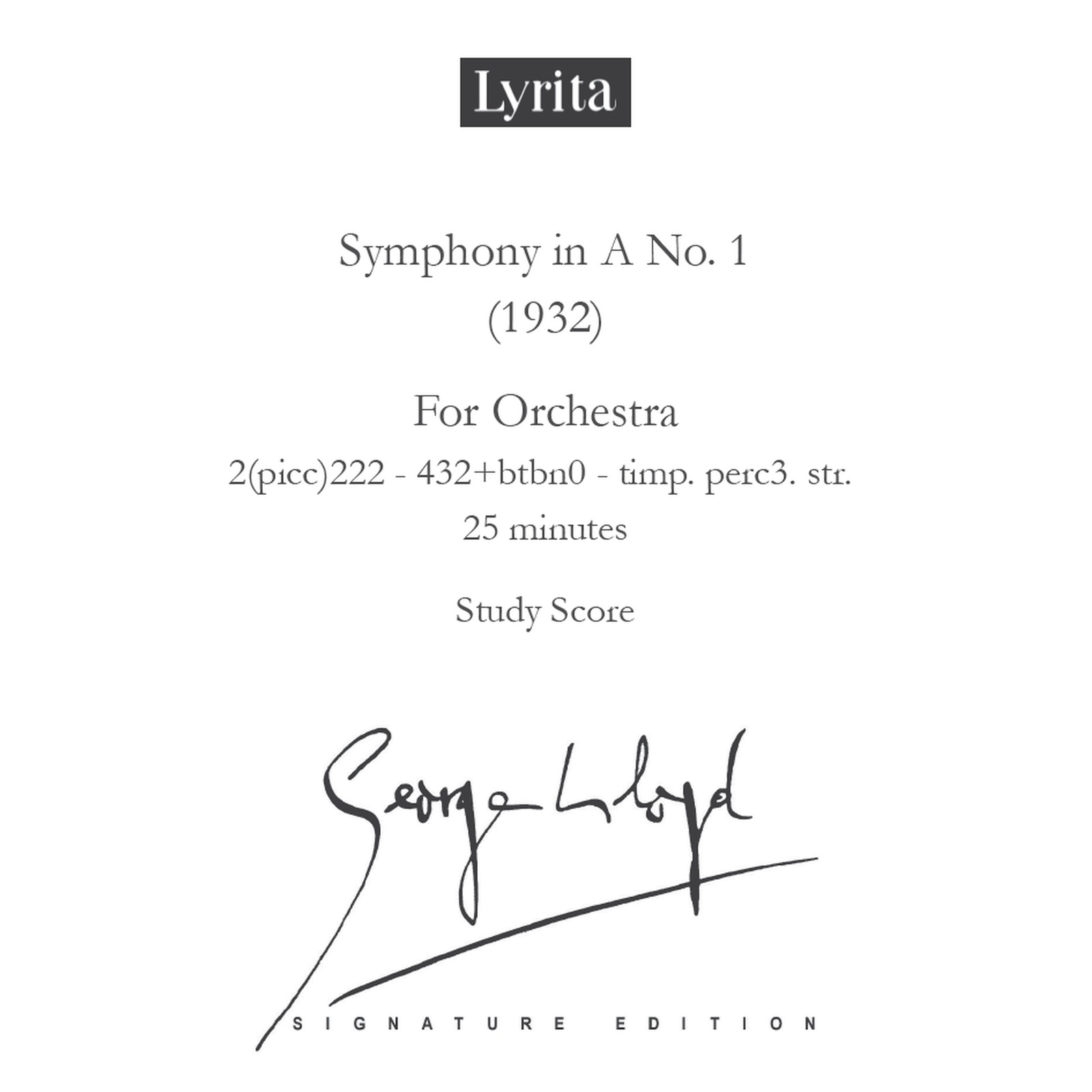 Picture of George Lloyd - George Lloyd: Symphony No. 1 - Study Score