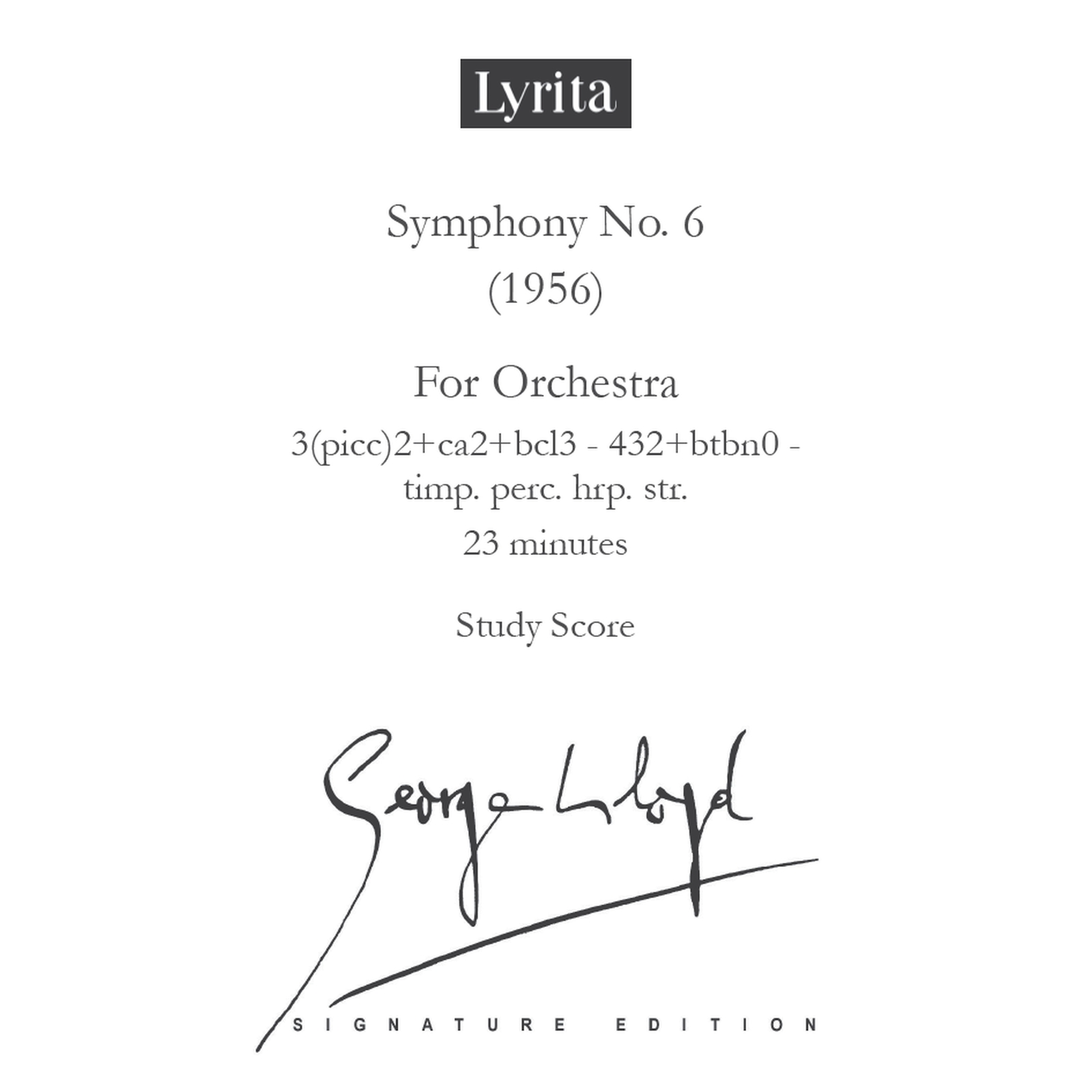 Picture of George Lloyd - George Lloyd: Symphony No. 6 - Study Score