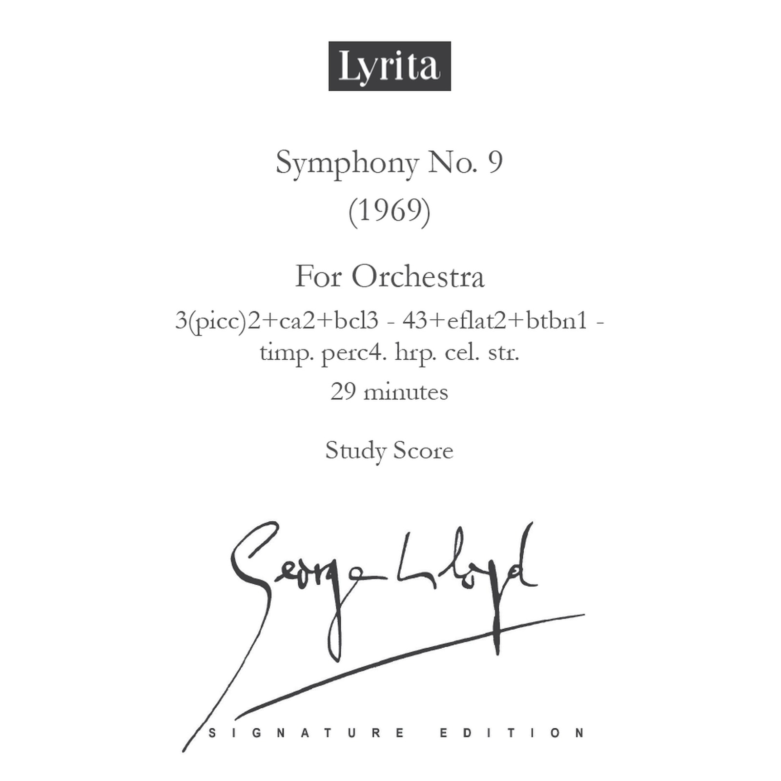Picture of George Lloyd - George Lloyd: Symphony No. 9 - Study Score