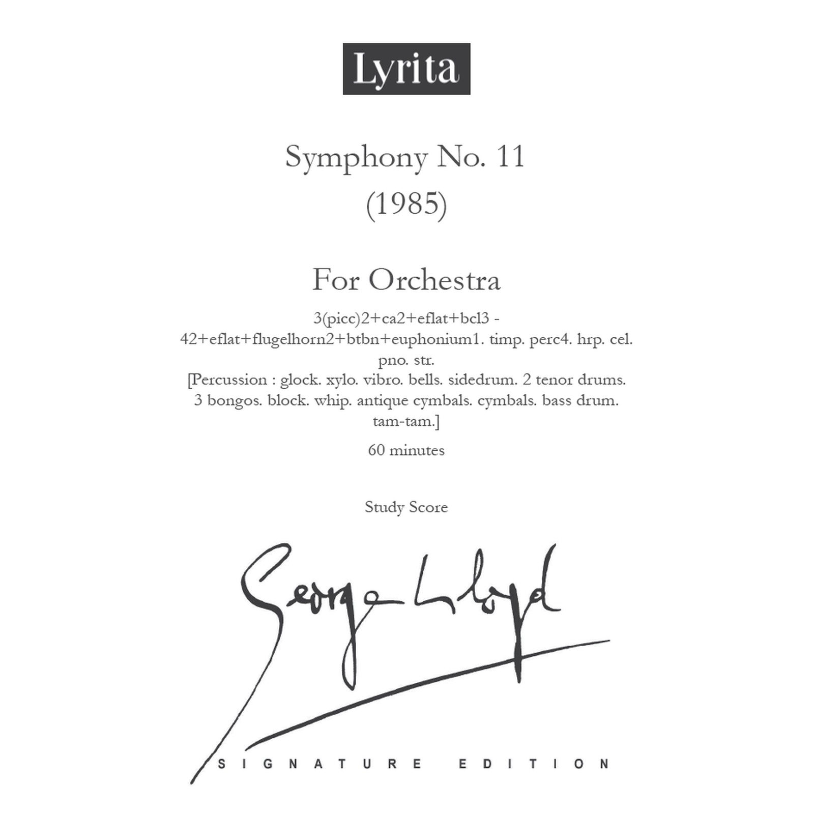Picture of George Lloyd - George Lloyd: Symphony No. 11 - Study Score