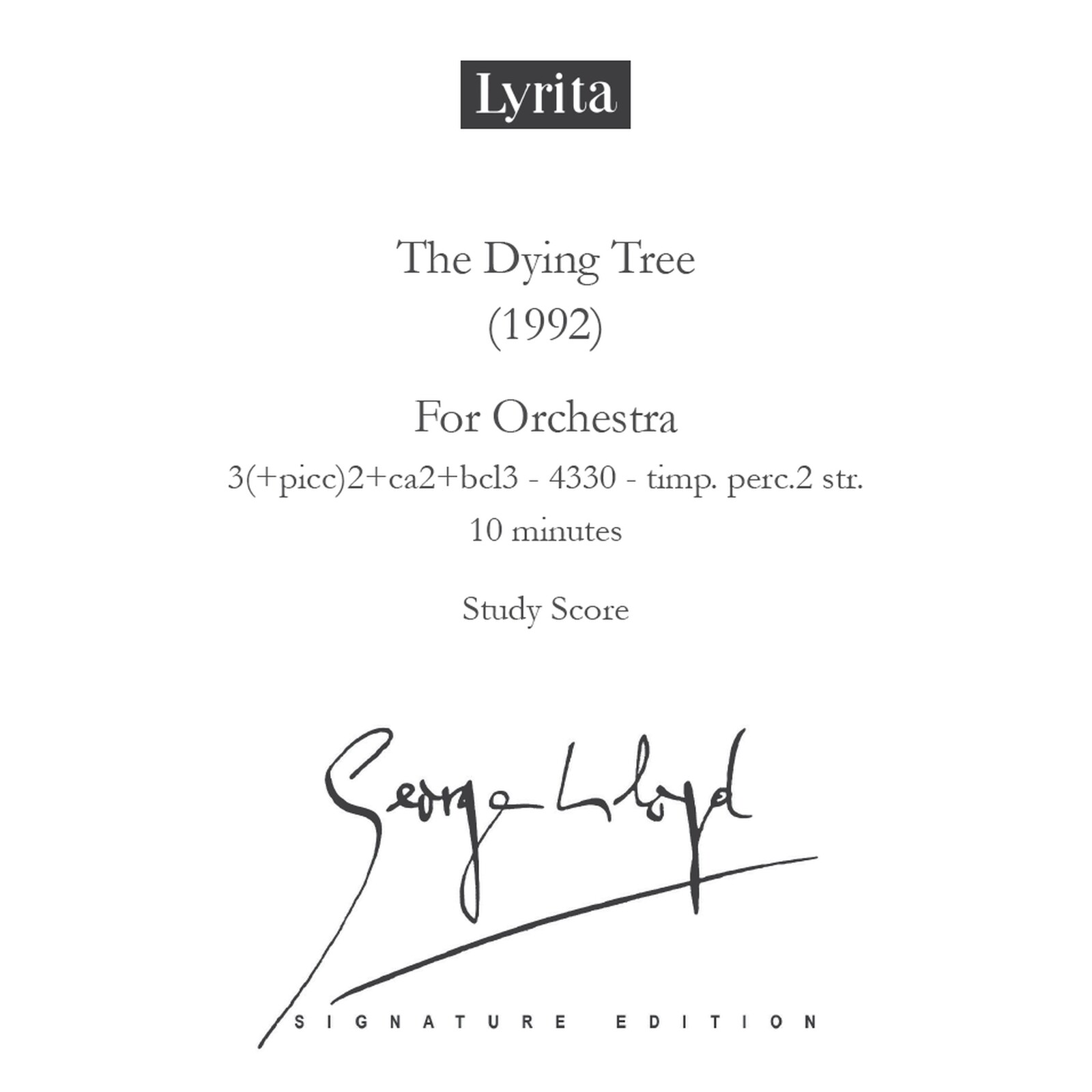Picture of George Lloyd - George Lloyd: The Dying Tree (1992) Study Score for orchestra