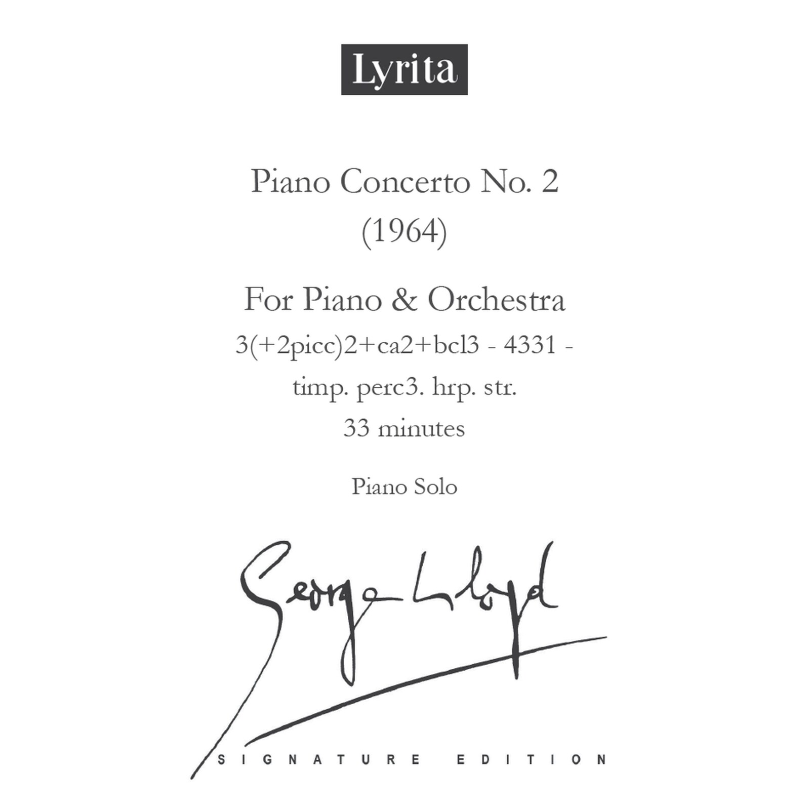 Picture of George Lloyd - George Lloyd: Piano Concerto No. 2 (Piano Score for piano solo)