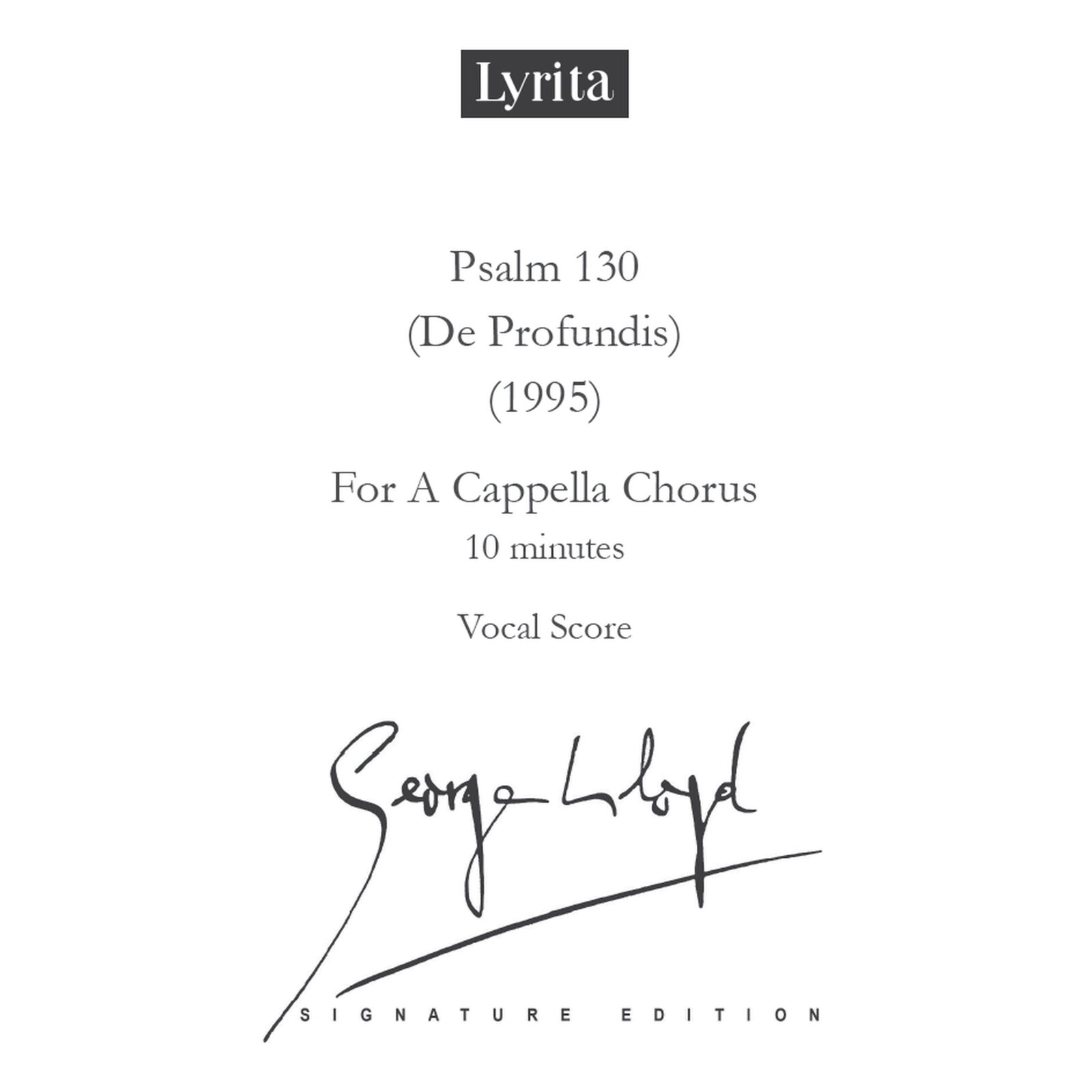 Picture of George Lloyd - George Lloyd: Psalm 130 (De Profundis) (1995) - Vocal Score (for a cappella chorus SATB)