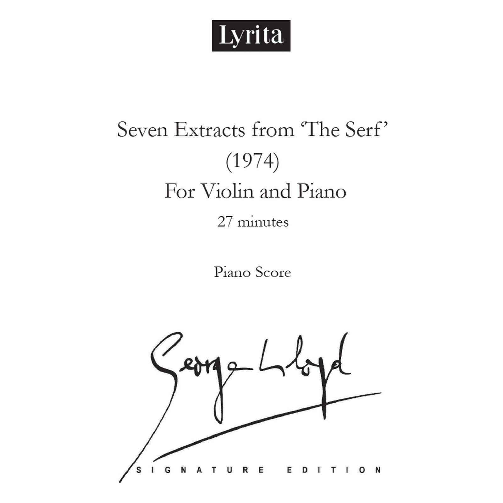 Picture of George Lloyd - George Lloyd: Seven Extracts 'The Serf' (1974) - Score for Violin & Piano
